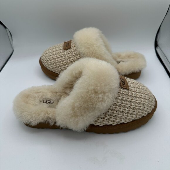 Women's 100% UGG Brand 1117659 Cozy Cream Knit Soft Slipper Shoes Size 8 - Picture 1 of 7